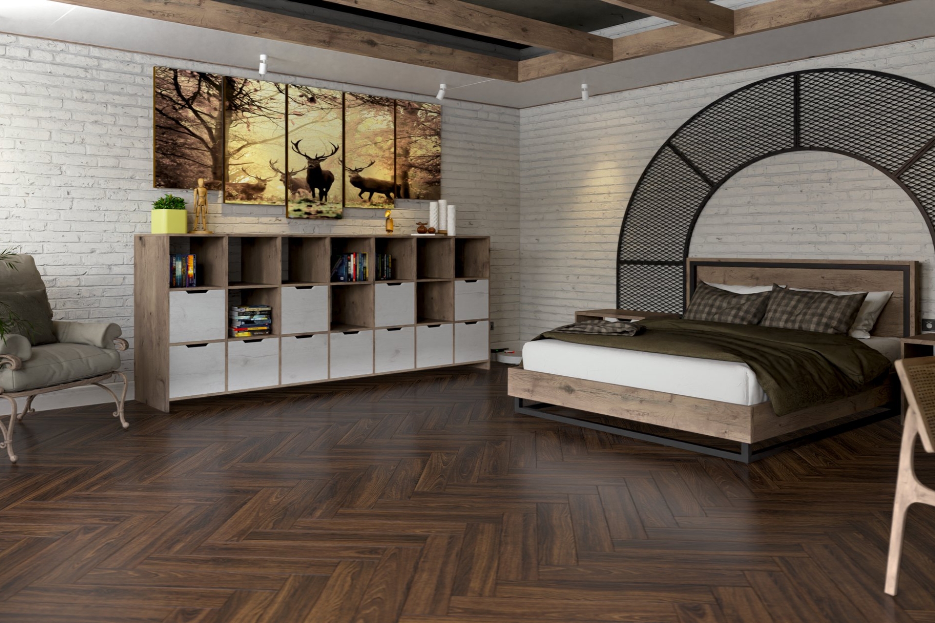 Инженерный паркет «Damy Floor» Каштановый (укладка елочкой) — купить в Брянске