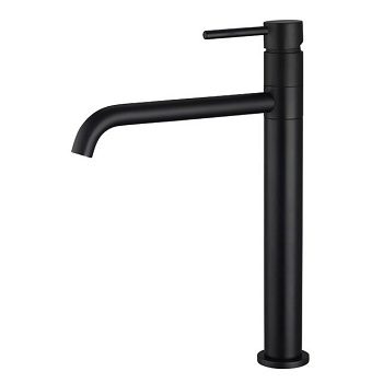 Смеситель Don для умывальника высокий, с гибкой подводкой 40см, без донного клапана, матовый черный 53-524-ner